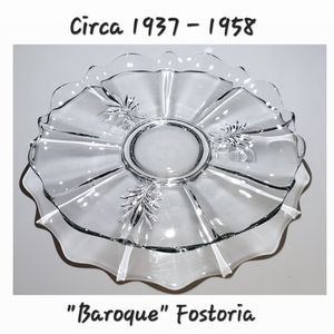 Vntg 14" "Baroque Clear" Torte Platter by Fostoria 🇺🇸
